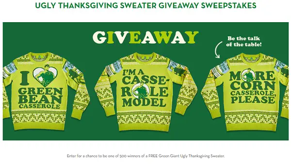 Green Giant- Ugly Sweater Sweepstakes 2021