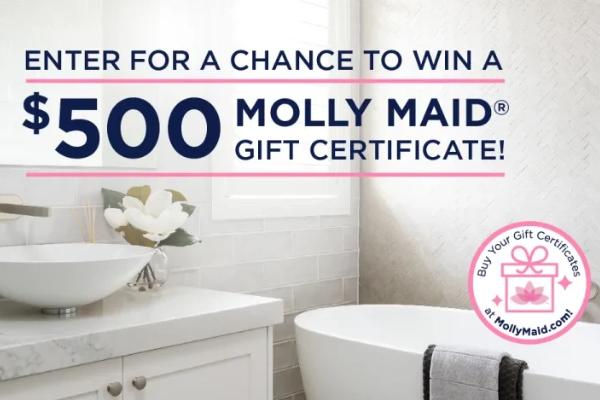 Molly Maid Holiday Clean Home Sweepstakes: Win 1 of 3 $500 gift certificate