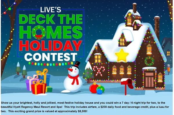 Kelly and Ryan Live’s Deck the Homes Holiday Contest 2021: Win a free vacation & Cash Prizes