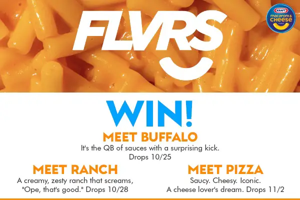 Kraft FLVRS Club: Win Free Buffalo, Ranch and Pizza FLVRS Prize Package