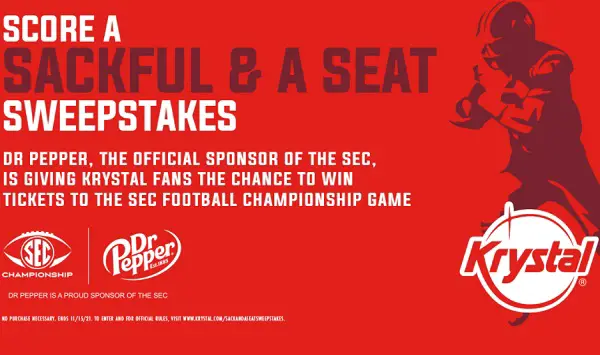 Krystal’s Dr Pepper Football 2021 Sweepstakes: Win SEC Football Championship Tickets