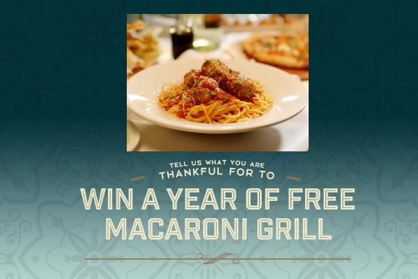 Thanksgiving Sweepstakes: Win a Macaroni Grill gift card value of $1,040