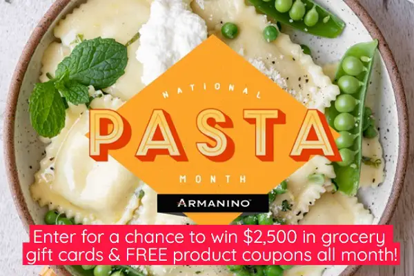 National Pasta Month Giveaway 2023: Win $2500 in Grocery Gift Cards & Free Product Coupons!