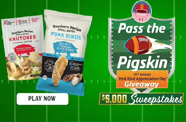 Pork Rind Appreciation Day Sweepstakes: Win $5,000 Cash & Free Pork Rind for a Year & More