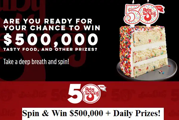 Ruby Celebrates 50th Anniversary Giveaway: Win $500K Cash, Free Gift Cards & Coupons