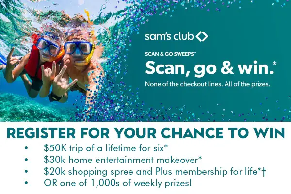 Sam's Club Scan & Go Sweepstakes: Win Free Trip and 5000 Weekly Prizes