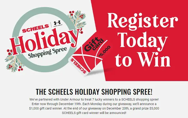 Scheels - $1000 Holiday Shopping Spree Sweepstakes