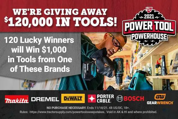 Power Tool Powerhouse Sweepstakes: Win $123,308 Hardware Products