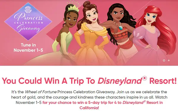 Wheel Of Fortune Princess Celebration Giveaway 2021: Win A Trip To Disneyland Resort