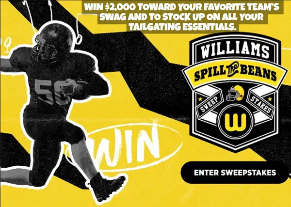 Williams Food Spill The Beans Sweepstakes: Win $2,000 Free Visa Gift Card