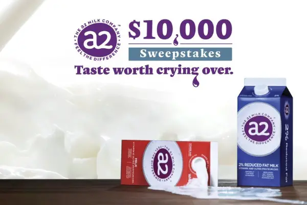 A2 Milk Taste Sweepstakes: Win $10,000 Cash & A Year’s Supply of Free Products