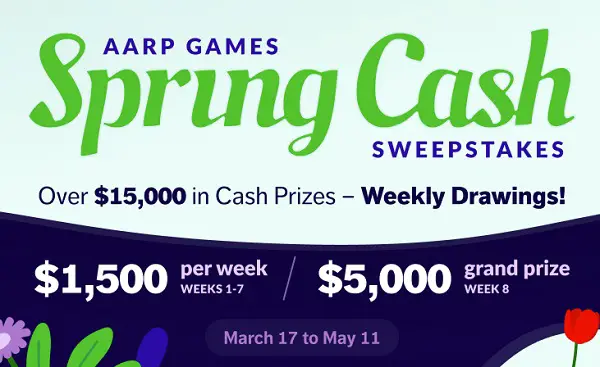 AARP Cash Sweepstakes: Win Up To $5,000 Cash (Weekly Prizes)