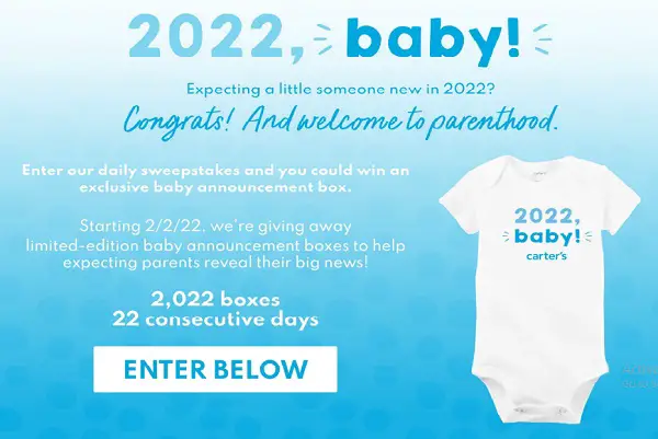 Carter’s 2022 Baby Clothes Giveaway (2,022 Daily Prizes)