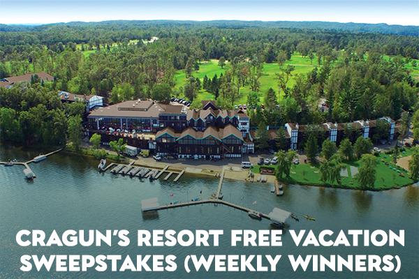 Cragun’s Resort Free Vacation Sweepstakes (Weekly Winners)