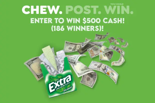 Extra Gum Sweepstakes: Win $500 Cash Prize (186 Winners)