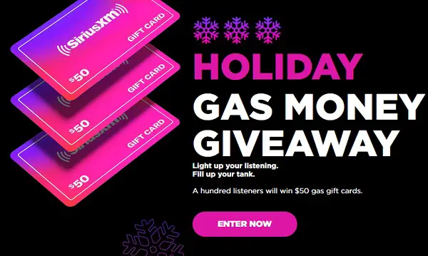 SiriusXM Gas Money Giveaway: Win $50 American Express Gift Card (100 Winners)