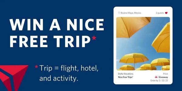 Delta Vacation Nice Free Trips Giveaway (5 Winners)