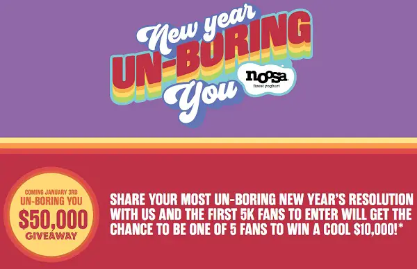 Noosa Yoghurt New Year Unboring You Contest: Win $10,000 Cash (5 Winners)