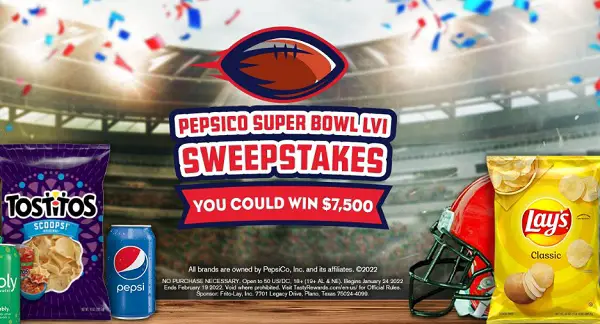 PepsiCo Super Bowl LVI Sweepstakes: Win $7500 Cash!