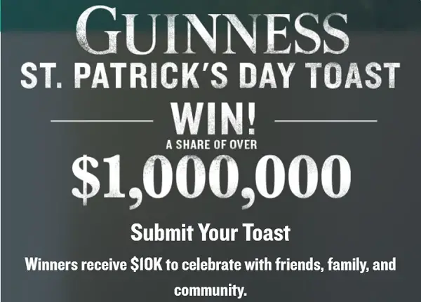 Guinness Toast Contest: Win $10,000 Cash Prize (102 Winners)