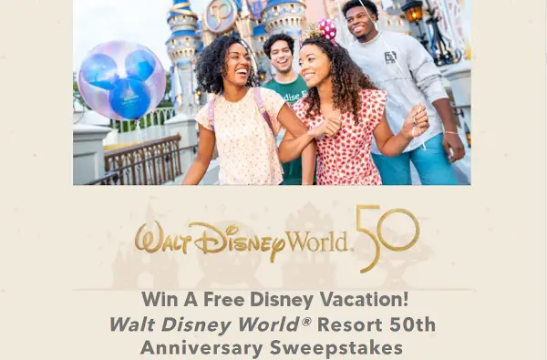 Walt Disney World Resort 50th Anniversary Sweepstakes: Win Free Disney Vacation