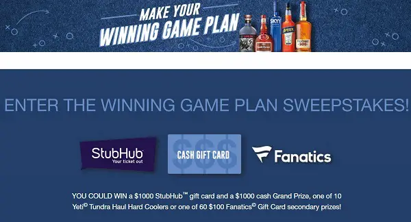 Winning Game Plan Sweepstakes: Win Free Gift Cards, $1,000 Cash & Coolers