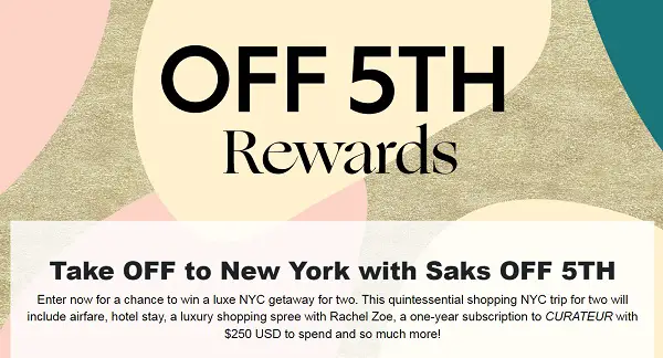 Saks Take Off To NY Sweepstakes: Win Free Trip, A $3,000 Free Shopping Spree & More