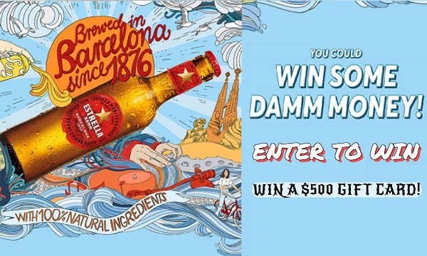 Estrella Damm $4000 Free Cash Giveaway: Win Cash in $500 Gift Cards (8 Winners)