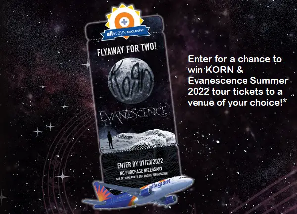 Allegiant Air Korn and Evanescence Giveaway: Win Free Tour Tickets & Free Air Miles