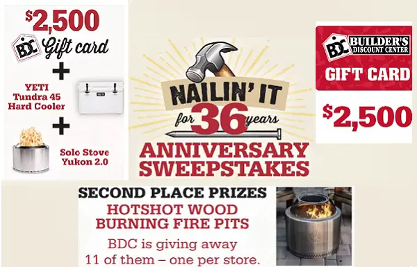 Builder’s Discount Center Anniversary Sweepstakes