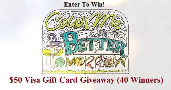 Color Me Sweepstakes: Win A $50 Free Visa Gift Card (40 Winners)