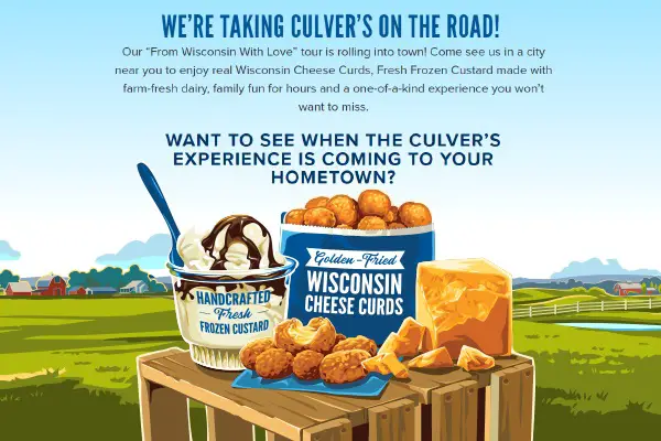 Culvers From Wisconsin With Love Sweepstakes: Win Free Tour Event Trip
