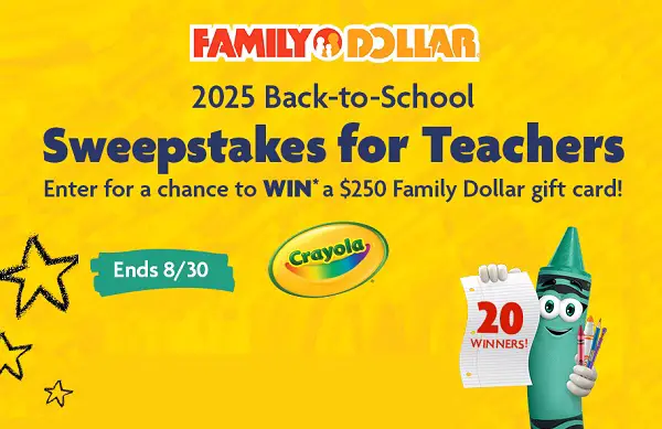 Family Dollar Back To School Sweepstakes 2025: Win A $250 Free Gift Card (20 Winners)