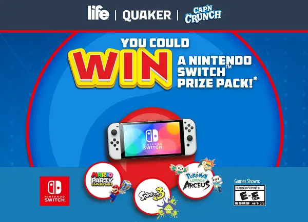 Family Fun With Quaker Sweepstakes: Win Nintendo Switch Games For Free (Weekly Prizes)