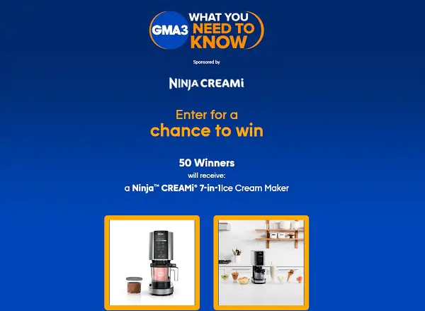 GMA3 ABC Ninja Ice Cream Maker Giveaway (50 Winners)