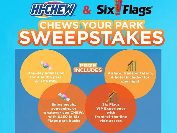 Chew Your Park Sweepstakes: Win Free Trip to Six Flags Theme Park!