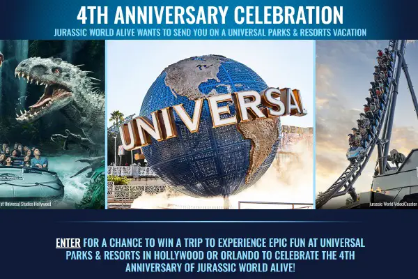 Jurassic World Anniversary Sweepstakes: Win Free Trip & In-Game Prizes