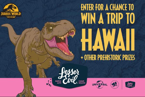 LesserEvil Jurassic World Sweepstakes: Win A Free Trip (21 Winners)