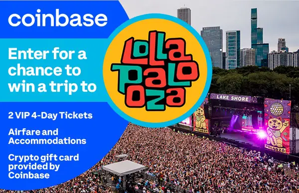 Live Nation Coinbase Sweepstakes: Win Free Trip To Lollapalooza Music Festival