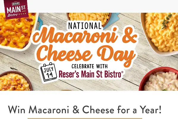 Main St Bistro Macaroni and Cheese Day Sweepstakes: Win Free Mac & Cheese For A Year