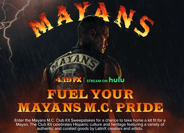 Mayans FX Sweepstakes: Win A Mayans M.C. Club Kit (45 Winners)