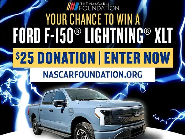 Nascar Foundation Car Giveaway: Win A Ford F-150 Lightning XLT & Darlington Trip