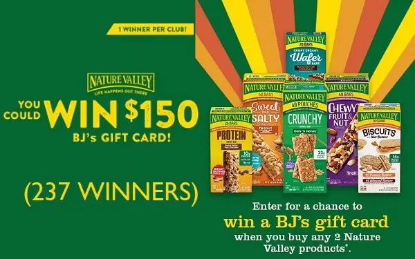 Nature Valley BJ’s $150 Gift Card Giveaway (237 Winners)