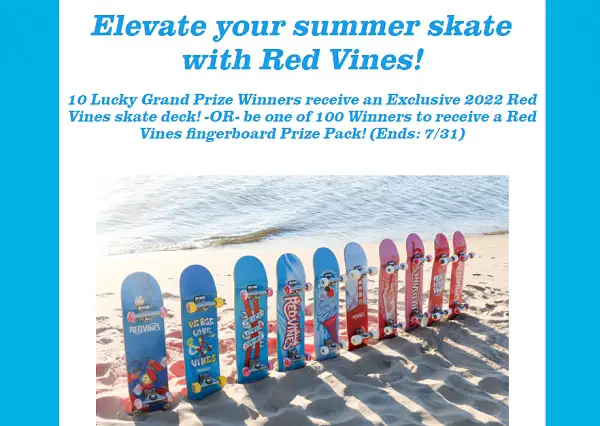 Red Vines Summer Stake Sweepstakes: Win Free Skateboards & Red Vines Candies