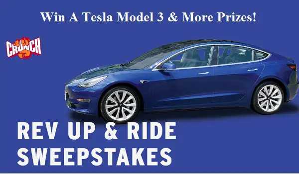 Crunch Rev Up And Ride Sweepstakes: Win Tesla Model 3