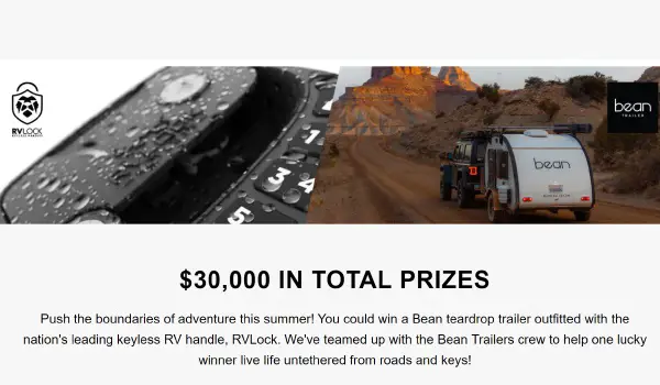 RV Trailer Giveaway 2022: Win A Bean Trailer & Free Gift Cards To RVLock (40+ Prizes)