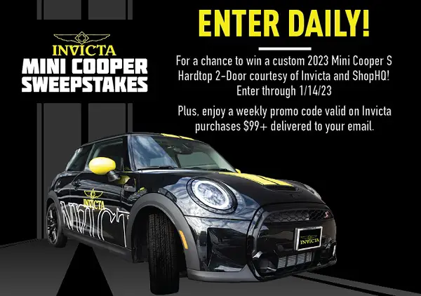ShopHQ Invicta Mini Cooper Sweepstakes: Win a 2023 Mini Cooper S