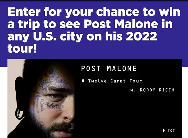 SiriusXM Post Malone Twelve Carat Tour Sweepstakes: Win A Trip