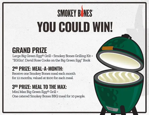 Smokey Bones Summer Grilling Instant Win and Sweepstakes (500000+ Instant Win Prizes)