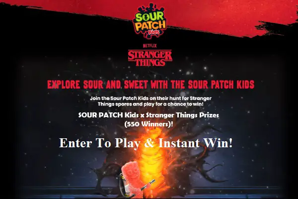 Sour Pack Kids Stranger Things Instant Win Game Sweepstakes (550 Winners)